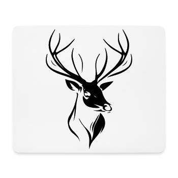Silhouette élégante d'une tête de cerf noire - Tapis de souris (format paysage) - blanc - Devant