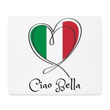 Italy Flag Heart Line Art - Mouse Pad (horizontal) - white - Front
