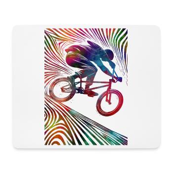 Colorful cyclist in neon explosion - Mouse Pad (horizontal) - white - Front