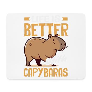 La vie est meilleure avec les capybaras - Mignon rongeur - Tapis de souris (format paysage) - blanc - Devant
