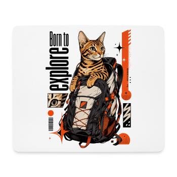 Born to Explore – Adventure Bengal Cat - Mouse Pad (horizontal) - white - Front
