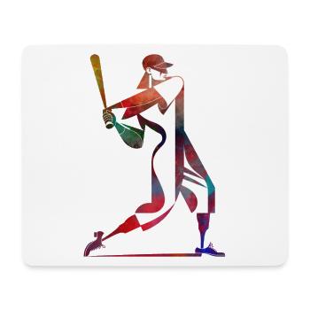 Colored Baseball Player: Dynamic Swing - Mouse Pad (horizontal) - white - Front