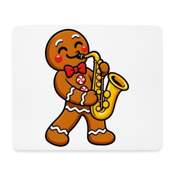 Lebkuchenmann mit Saxophon - Mousepad (Querformat) - Weiß - Vorne