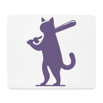 Minimalistische Katzen-Baseballspieler Silhouette - Mousepad (Querformat) - Weiß - Vorne