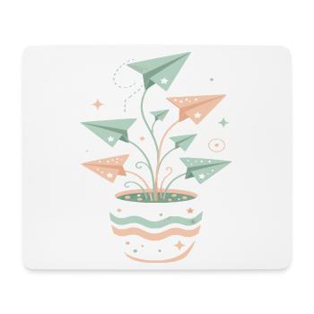 Pastellpapierflieger Blumentopf - Mousepad (Querformat) - Weiß - Vorne