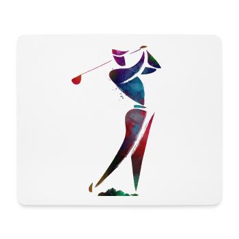 Farbenfroher Golfer in Bewegung - Mousepad (Querformat) - Weiß - Vorne