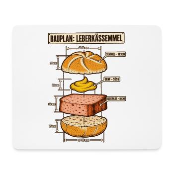 Leberkässemmel Bauplan - Mousepad (Querformat) - Weiß - Vorne