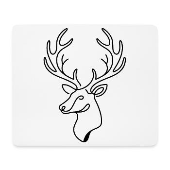 Minimalistisches schwarz-weiß Hirsch-Line Art - Mousepad (Querformat) - Weiß - Vorne
