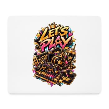 Lass uns spielen Neon Gaming Krone - Mousepad (Querformat) - Weiß - Vorne