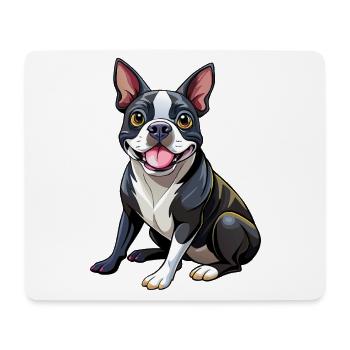 Boston Terrier Hundesitting - Mousepad (Querformat) - Weiß - Vorne
