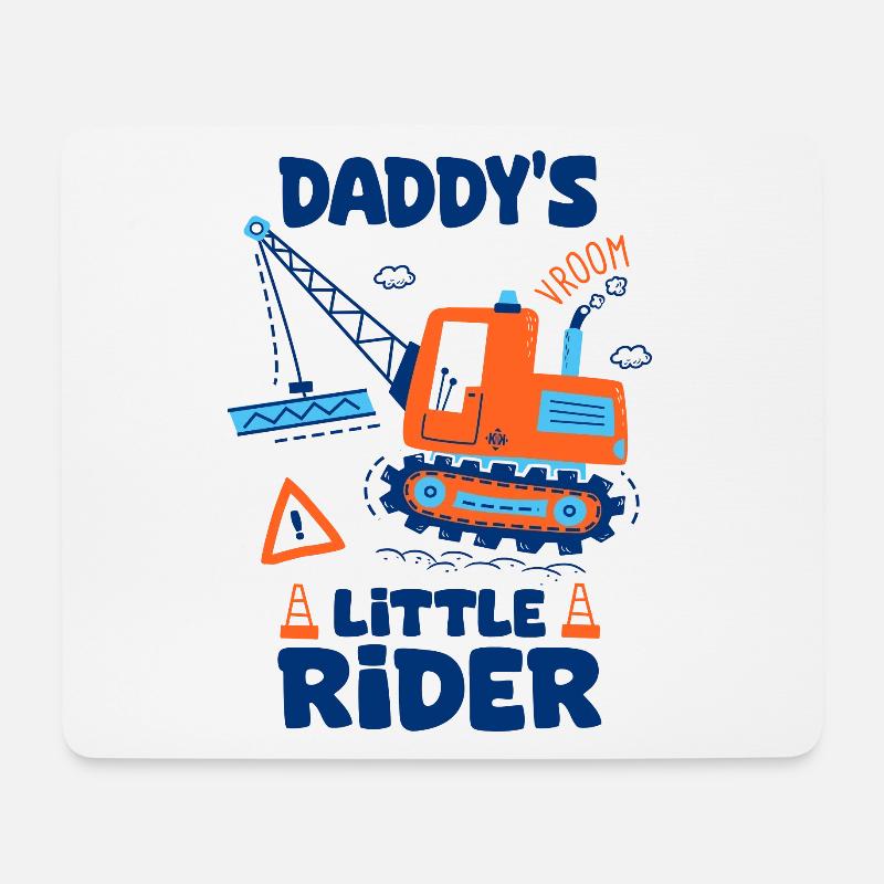 petit pilote de papa bébé Grue engins chantier - Tapis de souris (format paysage) - blanc