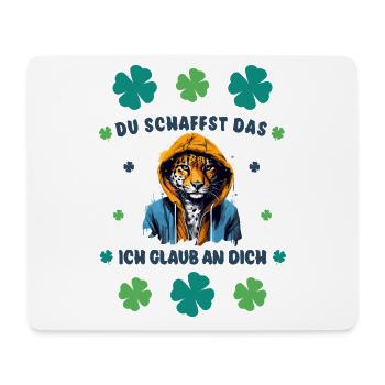 Du schaffst das! Cooler Leopard Glücksbringer - Mousepad (Querformat) - Weiß - Vorne