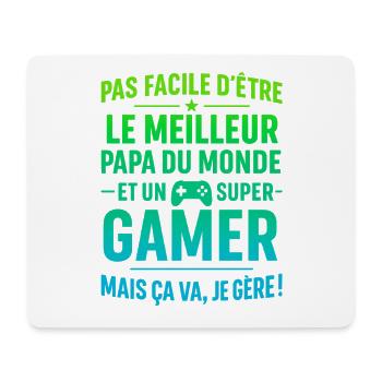Super Papa Gamer Geek Gaming idée cadeau père - Tapis de souris (format paysage) - blanc - Devant