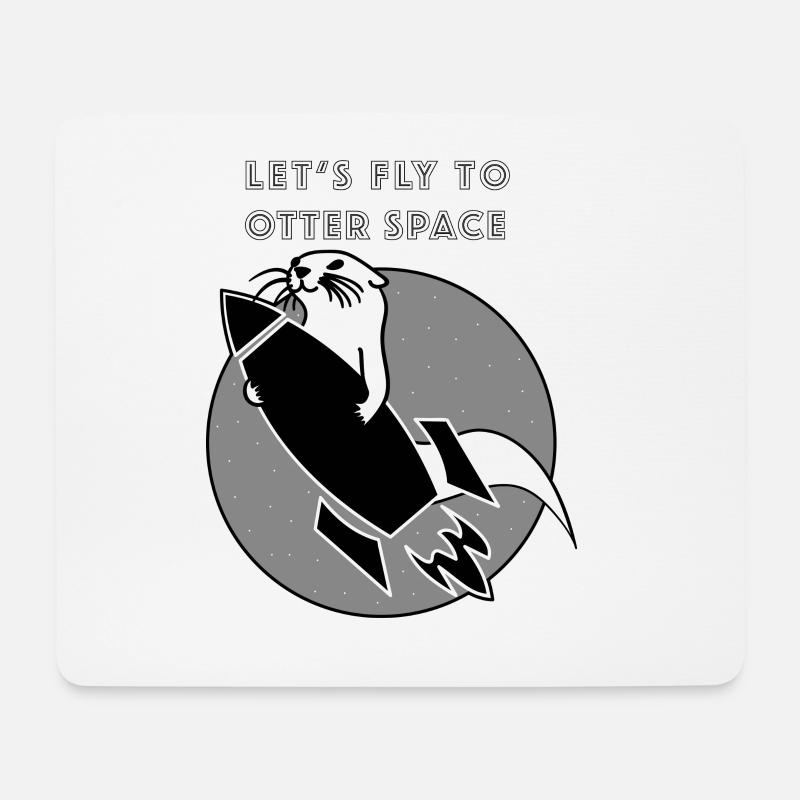 LET´S FLY TO OTTER SPACE - SCHWARZE RAKETE - Mousepad (Querformat) - Weiß