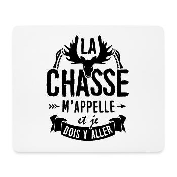 T-shirt pour Chasseur - La Chasse m"appelle - Tapis de souris (format paysage) - blanc - Devant