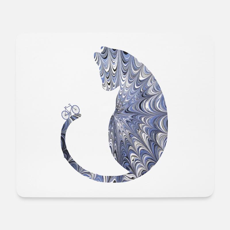 katze mit fahrrad ebru 44 - Mousepad (Querformat) - Weiß