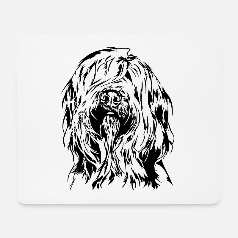 Berger de Brie BRIARD Hundeportrait Wilsigns Hunde - Mousepad (Querformat) - Weiß
