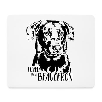 Aimé par un chien BEAUCERON Dictons chiens Wilsigns - Tapis de souris (format paysage) - blanc - Devant