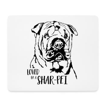 Aimé par un chien Shar-Pei Dog Dog Dicton - Tapis de souris (format paysage) - blanc - Devant