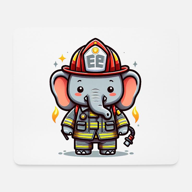 Cute Elephant Firefighter - Mousepad (Querformat) - Weiß