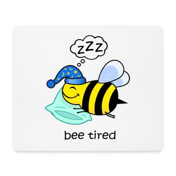 bee tired, funny tired bee cute animals sleep - Mouse Pad (horizontal) - white - Front