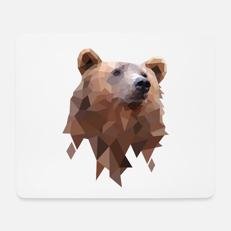 Polygon Bear Design - Bären Geometrie Illustration - Mousepad (Querformat) - Weiß