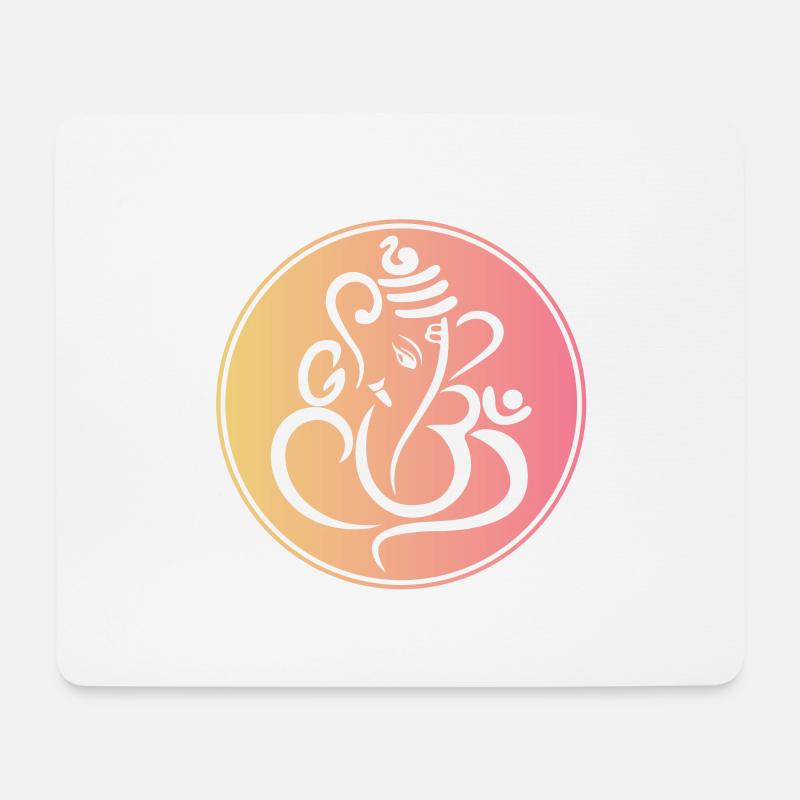 Minimalist Ganesh Hindu elephant - Mouse Pad (horizontal) - white