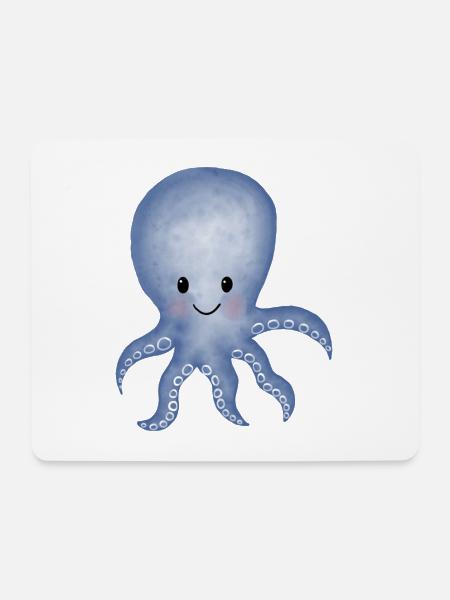 Krake Tintenfisch - Mousepad (Querformat) - Weiß