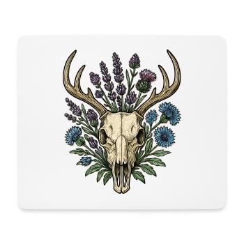 Hirschknochen mit Blumenkranz - Mousepad (Querformat) - Weiß - Vorne