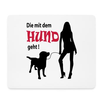 Hund Gassi Gehen Frau - Mousepad (Querformat) - Weiß - Vorne