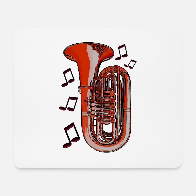 Tuba Noten orange - Mousepad (Querformat) - Weiß