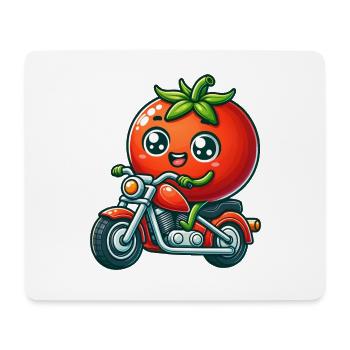 Lustige Tomate Auf Motorrad Fahren - Mousepad (Querformat) - Weiß - Vorne
