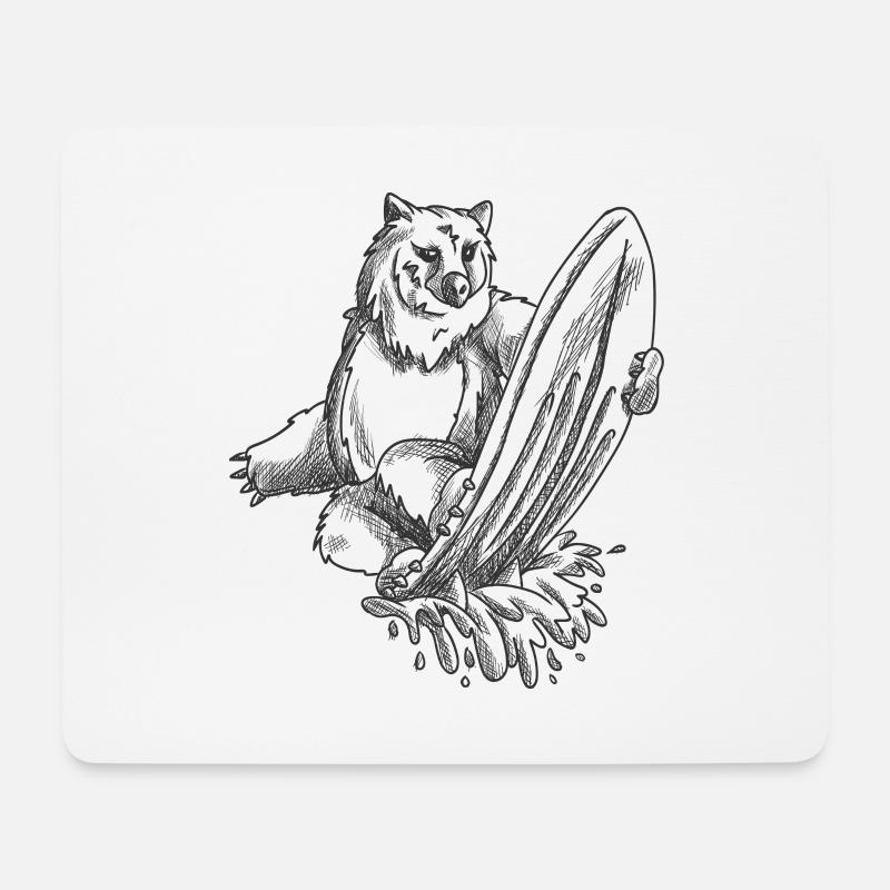 Surfing bear - Mouse Pad (horizontal) - white