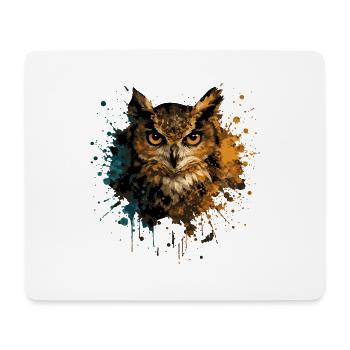 Eule Aquarell – Color Splash Tierkunst - Mousepad (Querformat) - Weiß - Vorne