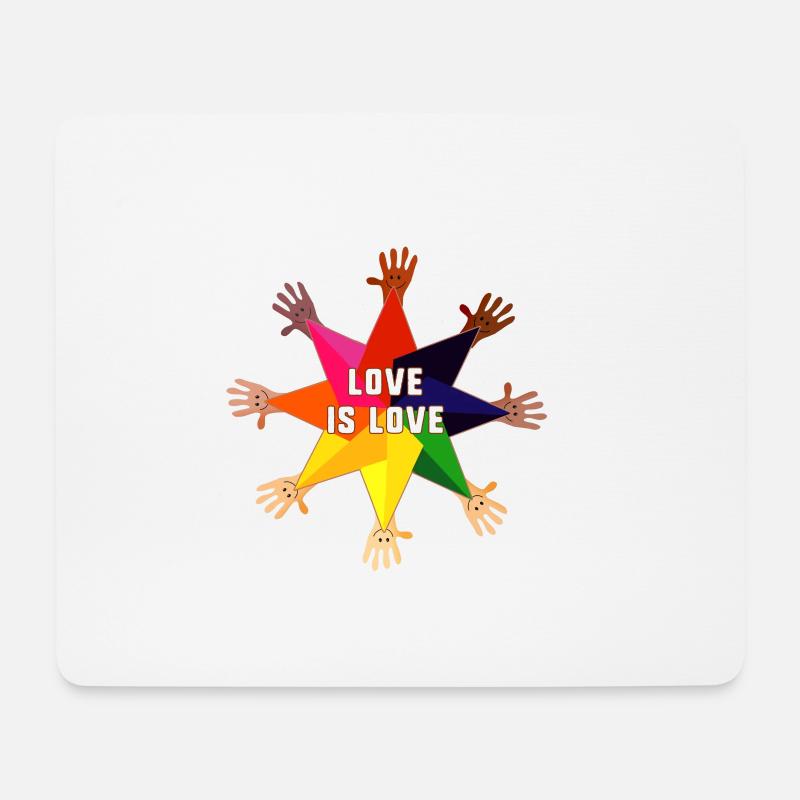 human,LGBT,Regenbogen,love is love,bunter stern - Mousepad (Querformat) - Weiß