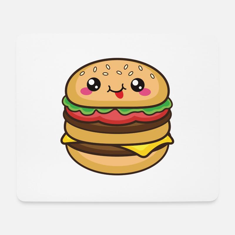 Niedlicher Burger groß Smile Kawaii - Mousepad (Querformat) - Weiß