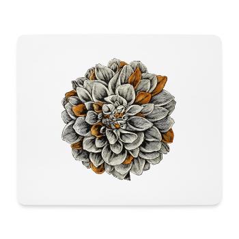 Fleur de dahlia à l'orange, encre, dessin, rétro - Tapis de souris (format paysage) - blanc - Devant