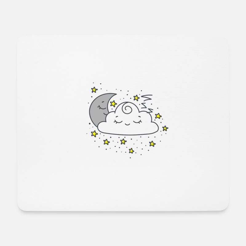Cute Moon an Cloud T-Shirt. - Mousepad (Querformat) - Weiß