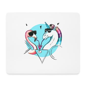 Cool flamingo and unicorn - Mousepad (Querformat) - Weiß - Vorne