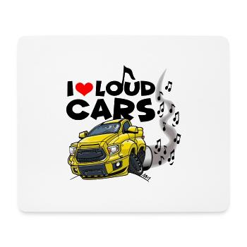 0577 Ich liebe laute Autos - Mousepad (Querformat) - Weiß - Vorne