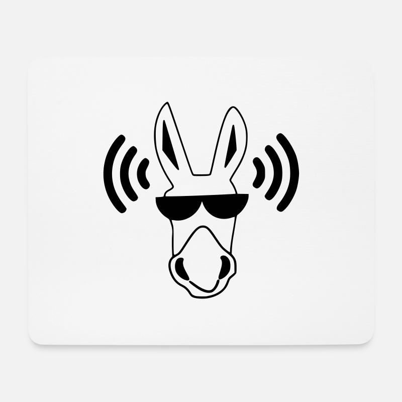 Coolster WiFi / Musik Esel mit Sonnenbrille - Mousepad (Querformat) - Weiß