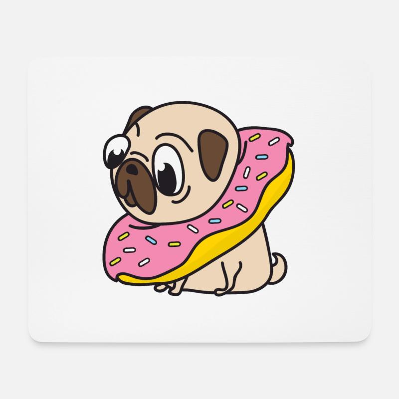 Mops Donut Hund Tiere Haustiere - Mousepad (Querformat) - Weiß