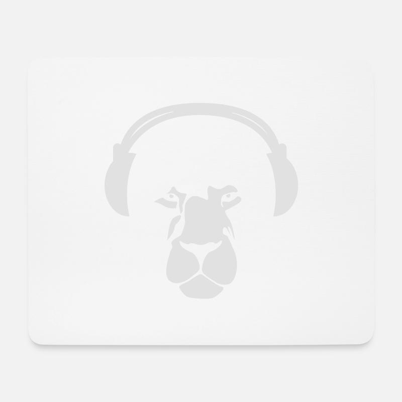 Lion with Earphones - Mousepad (Querformat) - Weiß