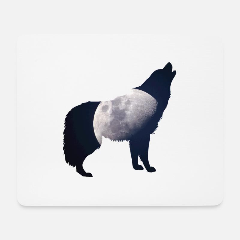 Howling at the Moon - Mousepad (Querformat) - Weiß