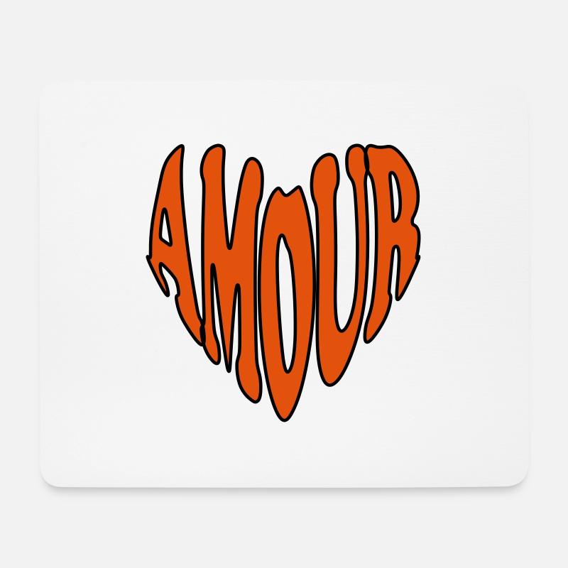 AMOUR Herz - Mousepad (Querformat) - Weiß