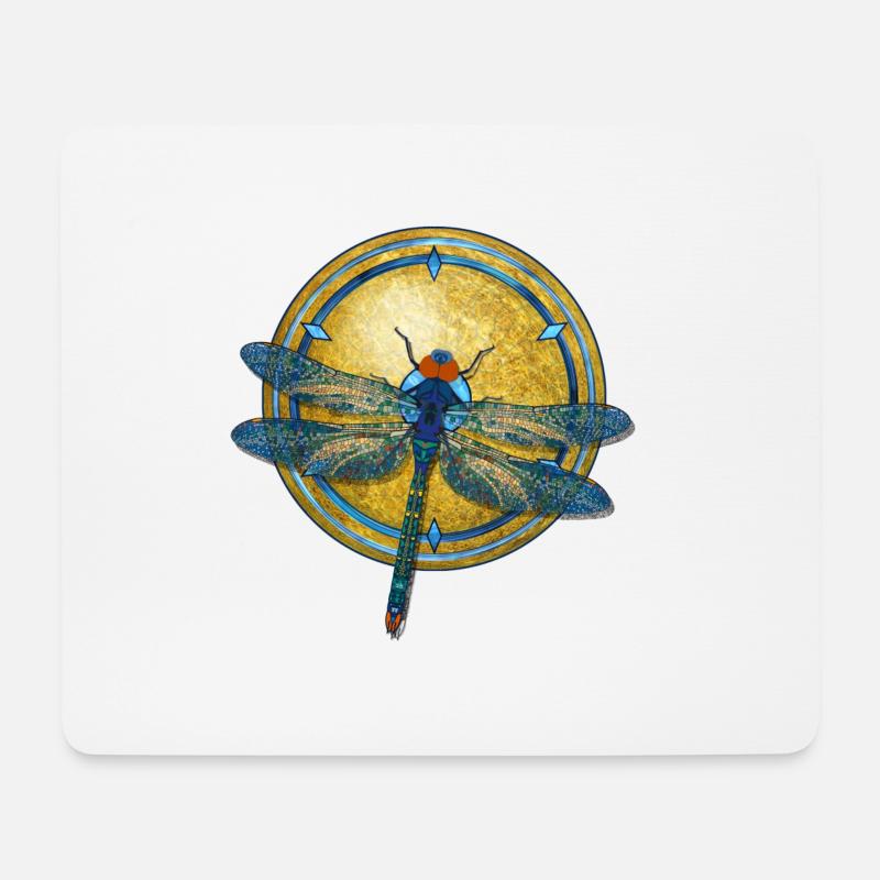 Libelle Jugendstil - Mousepad (Querformat) - Weiß