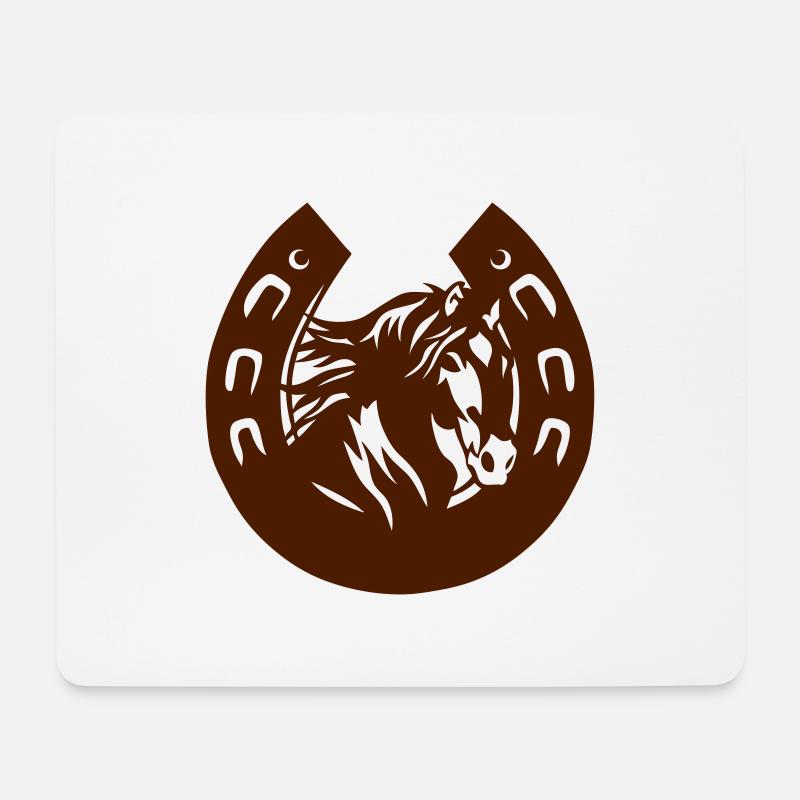Eisen Pferdekopf Pferdekopf-Logo 3 - Mousepad (Querformat) - Weiß