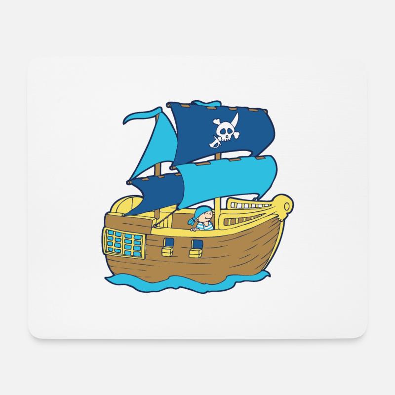 Pirate Boat - Mousepad (Querformat) - Weiß