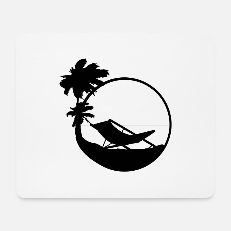 sonne palmen silhouette liegestuhl strandstuhl url - Mousepad (Querformat) - Weiß