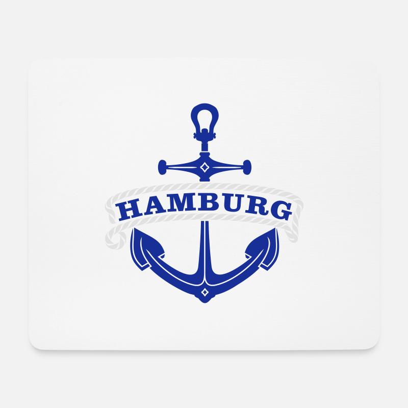 Hamburg mit Anker / anchor theme (2c) - Mousepad (Querformat) - Weiß